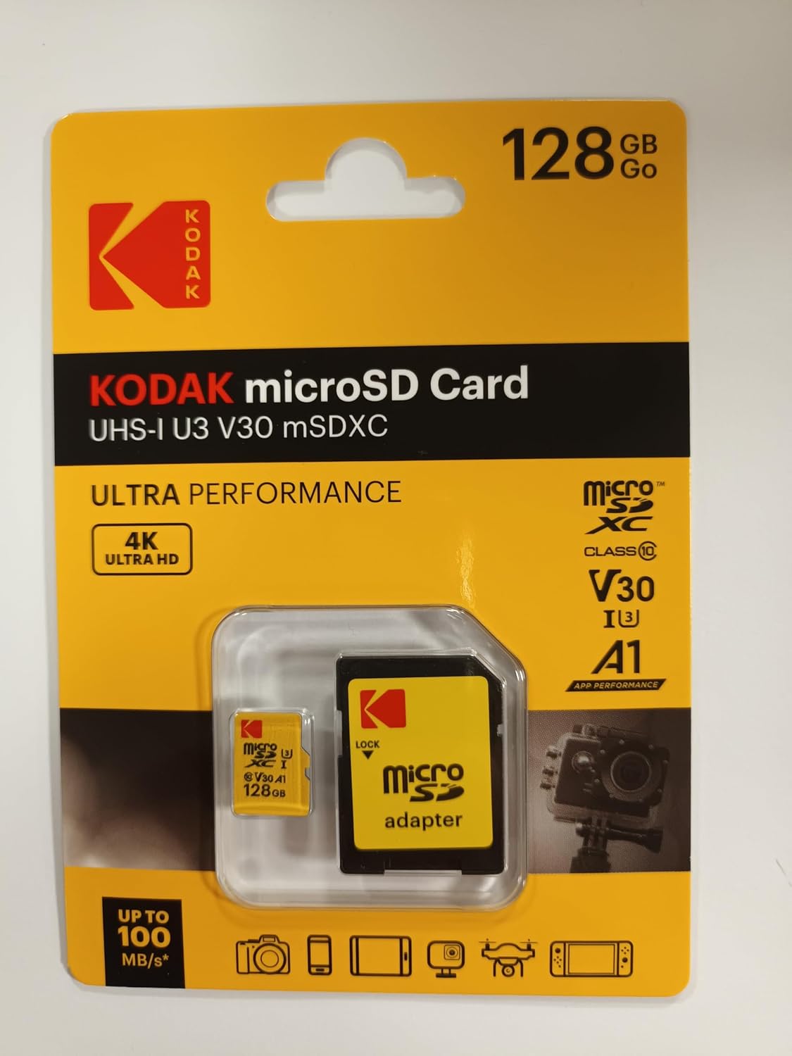 Cartão de memória Kodak microSD UHS-I U3 V30 A1 128GB