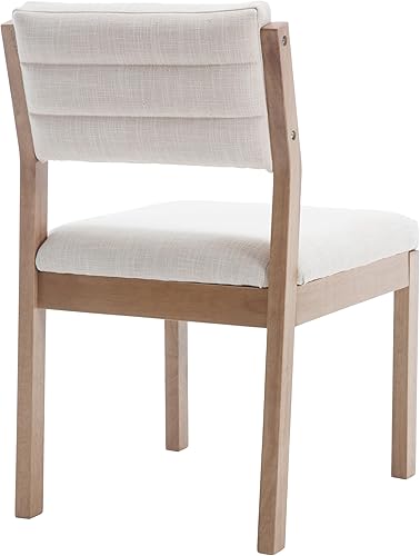 Miniatura 6 de Juego de 4 sillas de comedor de lino, cómodas sillas de cocina tapizadas con patas de madera, silla de cocina moderna de mediados de siglo, silla