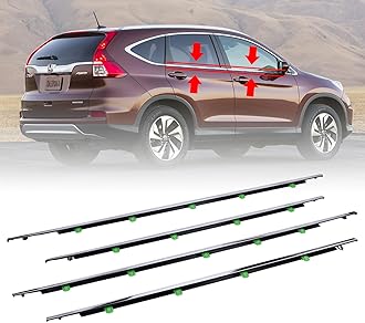 4Pcs Weatherstrip Window Moulding Trim Seal Belt Compatible with 2012-2016 Honda CRV Replaces# 72450-T0G-A01 72410-T0G-A01 72950-T0G-A01 72910-T0G-A01