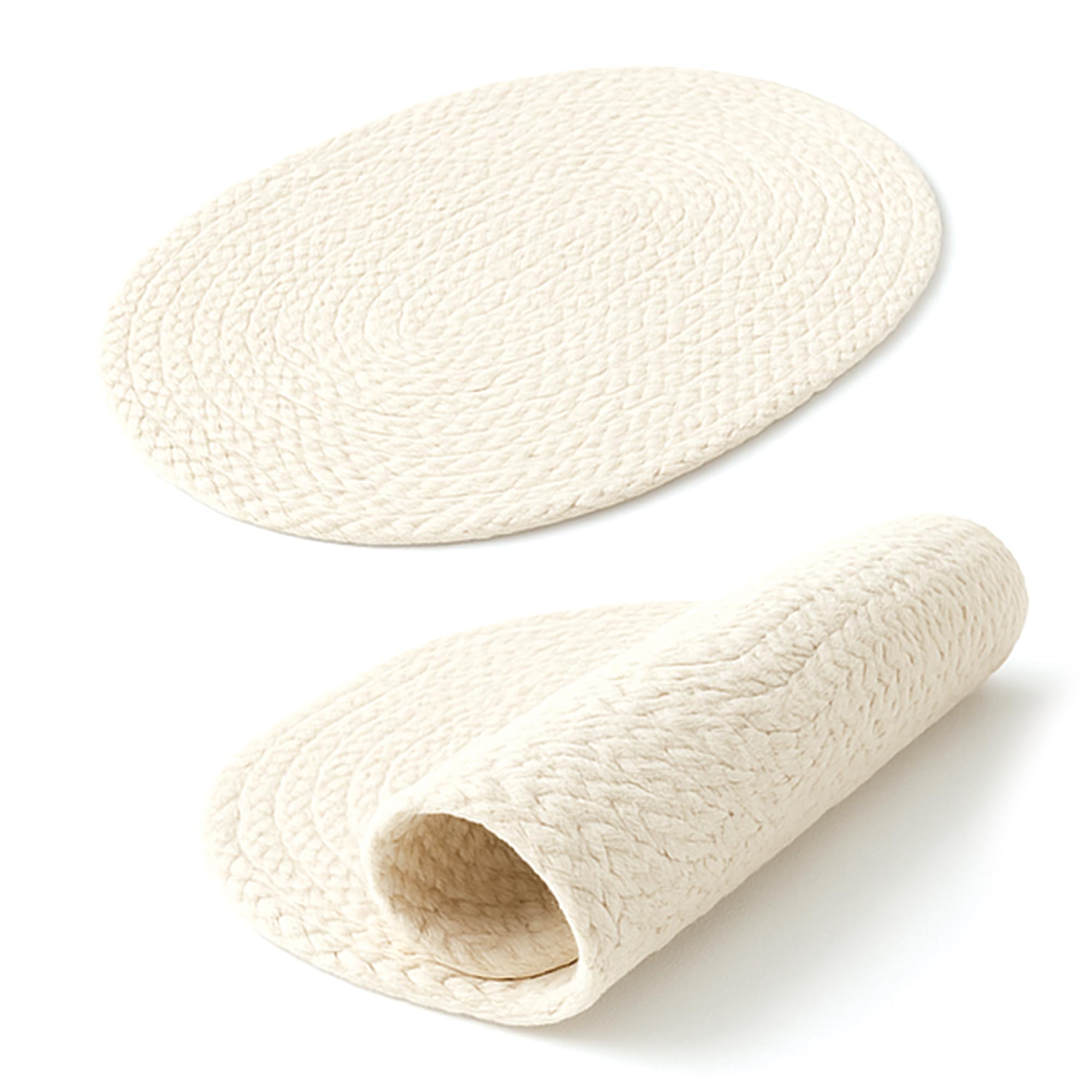 Tapis de sol en jute tressé blanc cassé 60x36 RAJRANG petit tapis ovale