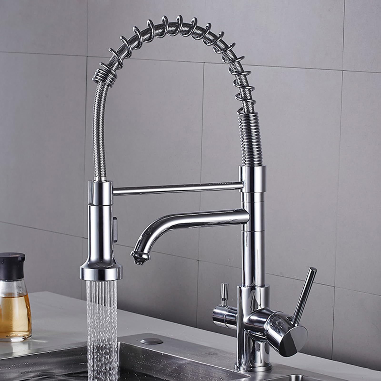 BHFPFZA 3-Way Ch Filter Kitchen Tap - 360° Swivel Mixer Faucet Pull-Out Design Drinking Water Tap for Kitchen Sink Easy Installat Modern Kitchen Upgrade