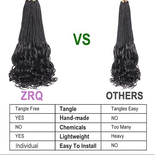 Miniatura 4 de ZRQ 9 paquetes de trenzas de ganchillo rizadas francesas de 10 pulgadas, trenzas de ganchillo Goddess Bob, cabello trenzado rizado francés con