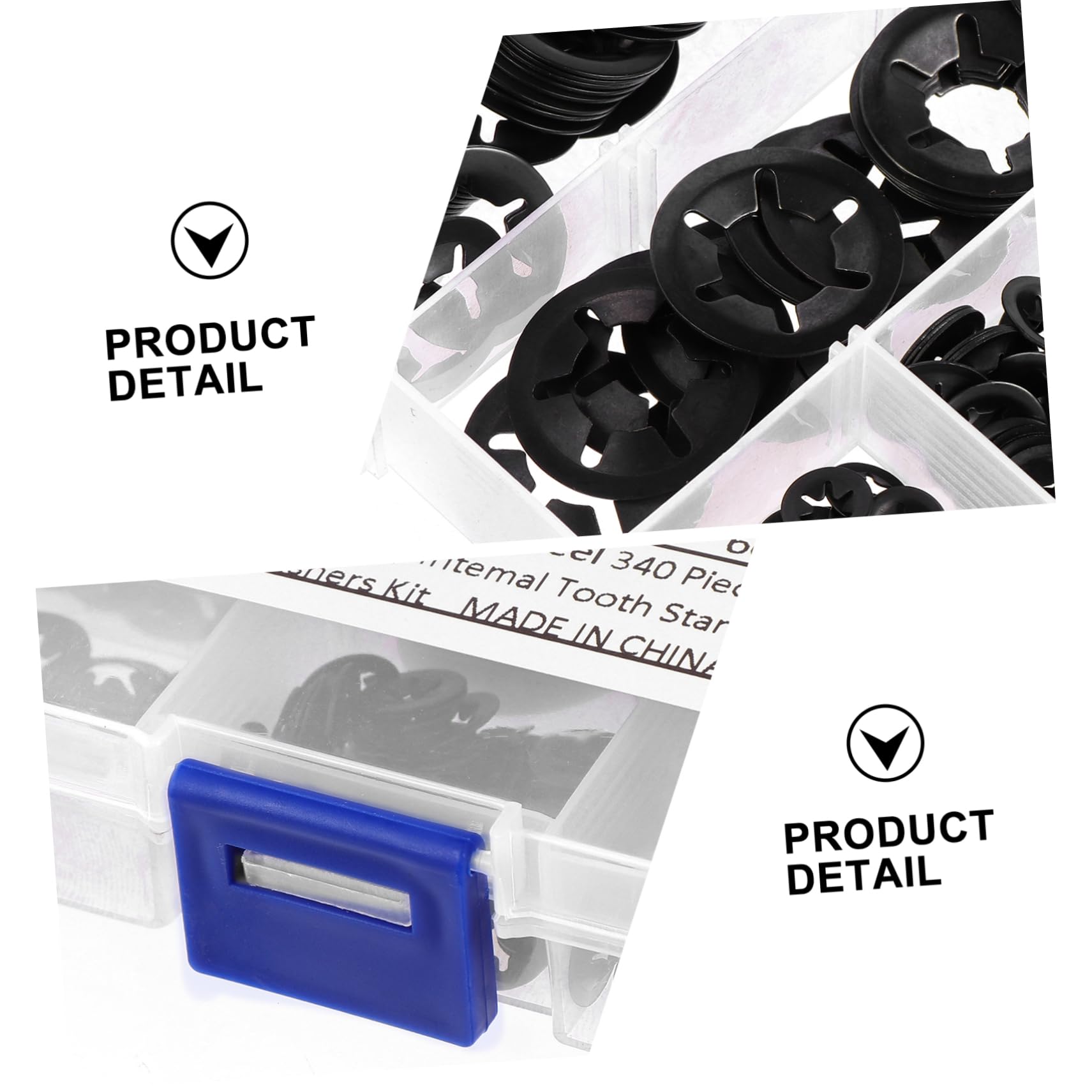NAMOARLY 340pcs Locking Washers Internal Tooth Star Lock Washer Kit Black Washer Assortment for Fasteners