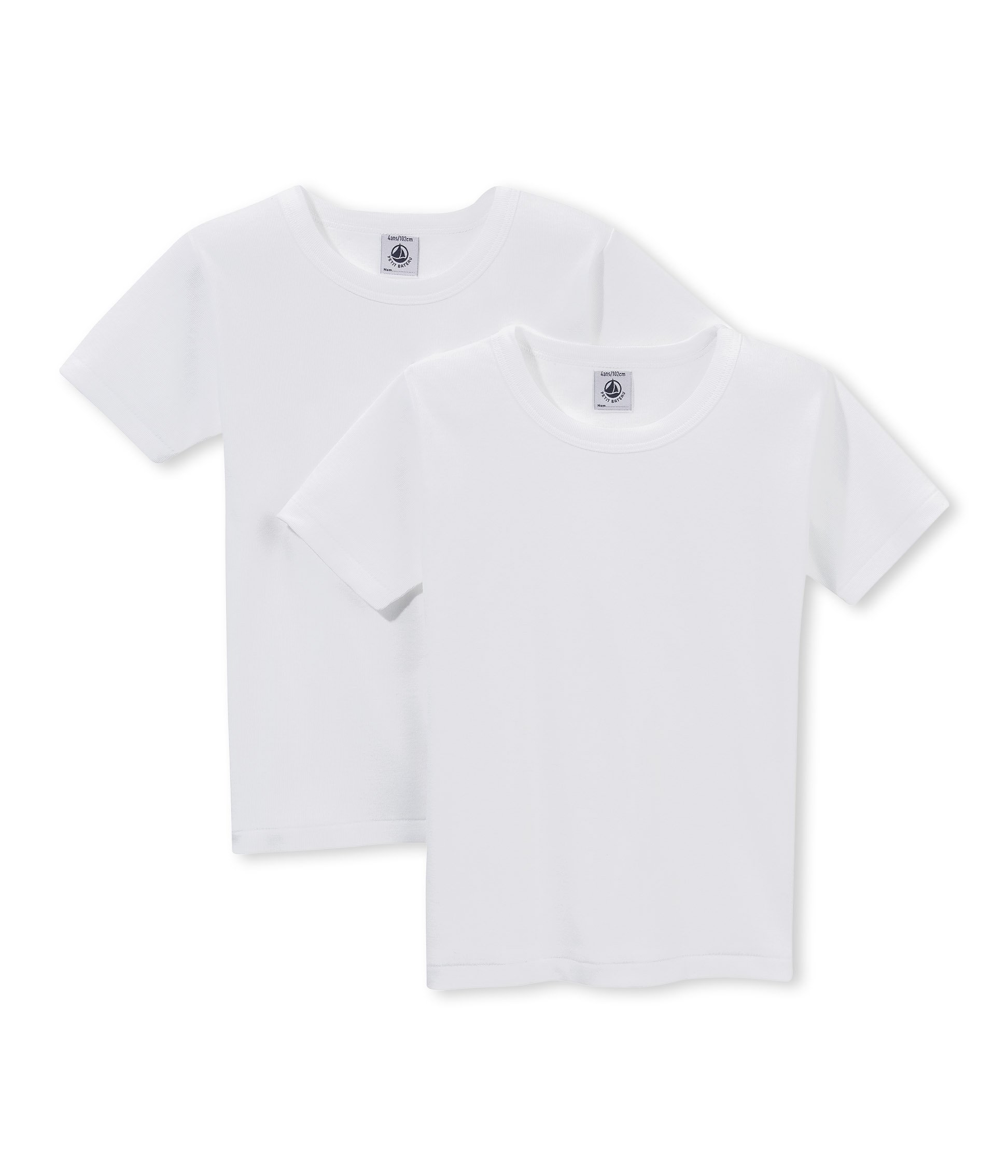 PETIT BATEAU Set of 2 Boy's Short Sleeves White Undershirt Sizes 2-18 Style 15043-23992 (Size 16 Style 15043)