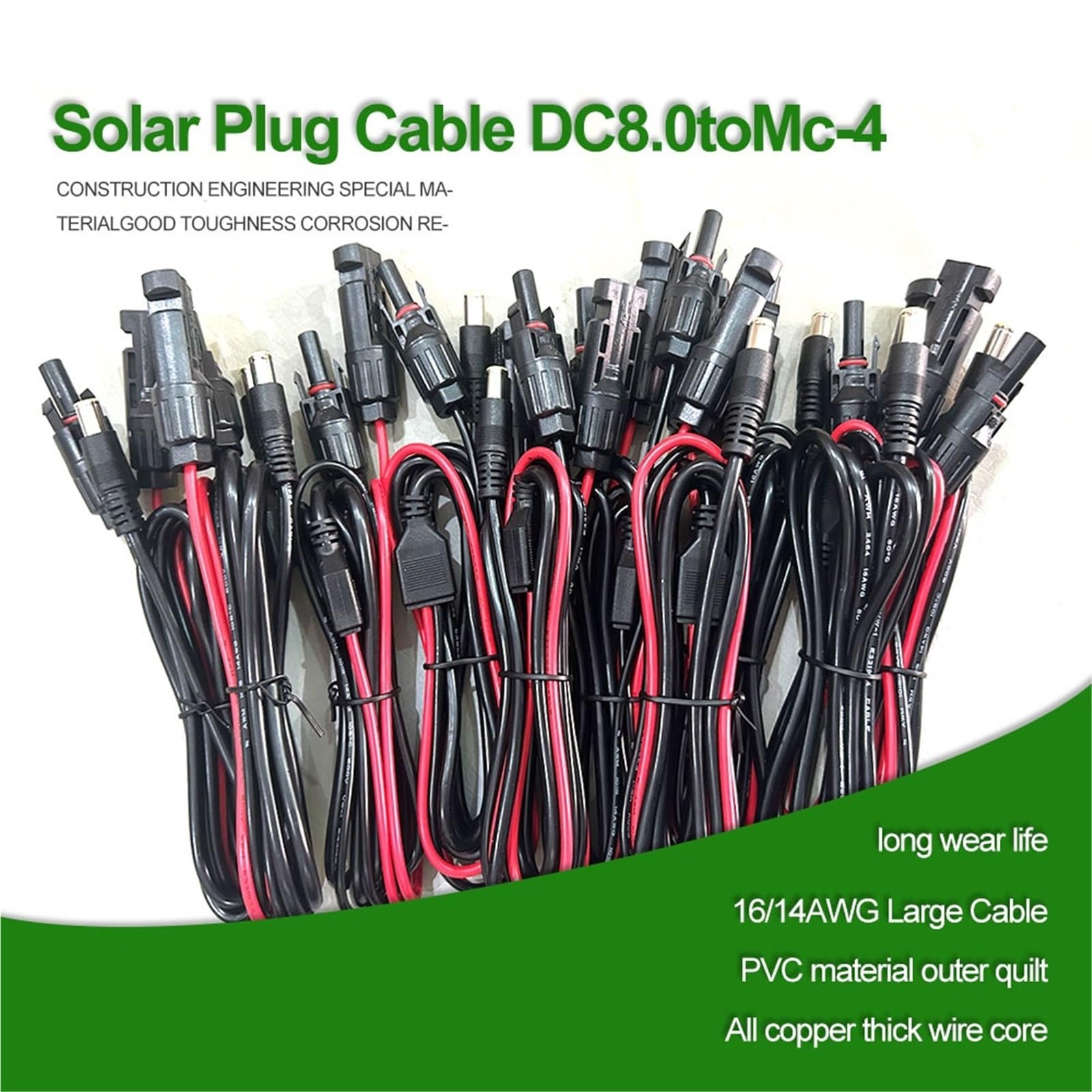 DC7909 DC8.0 Enchufe a conector solar Mc-4 Conversión Células Solares Almacenamiento de Energía Cableado de Batería Cables de Sistema Solar Fotovoltaico (1 PCS DC8 a Mc4)