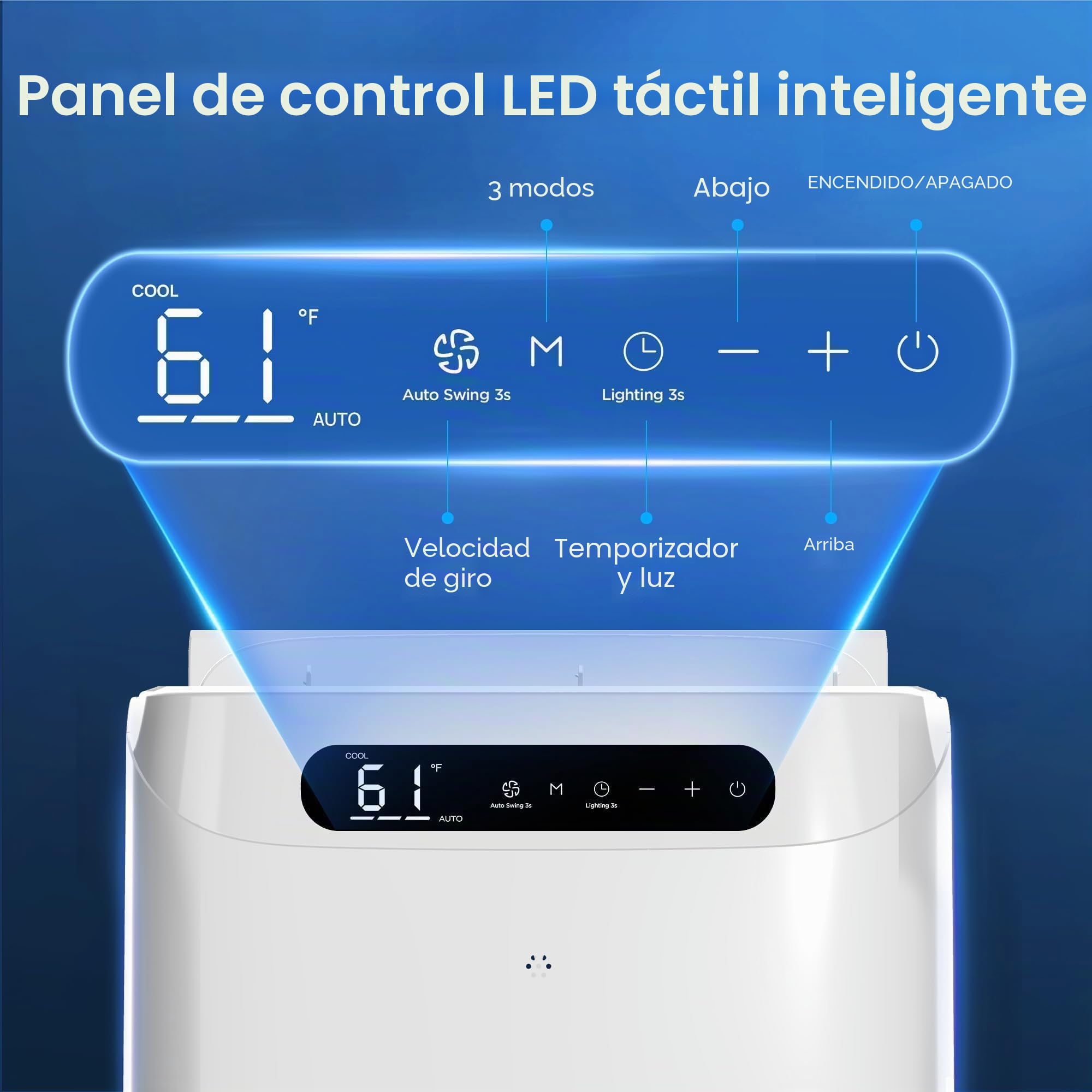 Aire acondicionado portátil de 14000 BTU, refresca hasta 700 pies cuadrados, unidad de CA portátil con control remoto, refrigeración 4 en 1, ventilador, deshumidificación, modo de sueño y kits de