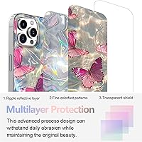 Vista 233 de I-MGAE-IN-AR - Funda diseñada para iPhone 12 y 12 Pro, diseño de mariposa plateada brillante, funda protectora de poliuretano termoplástico, suave