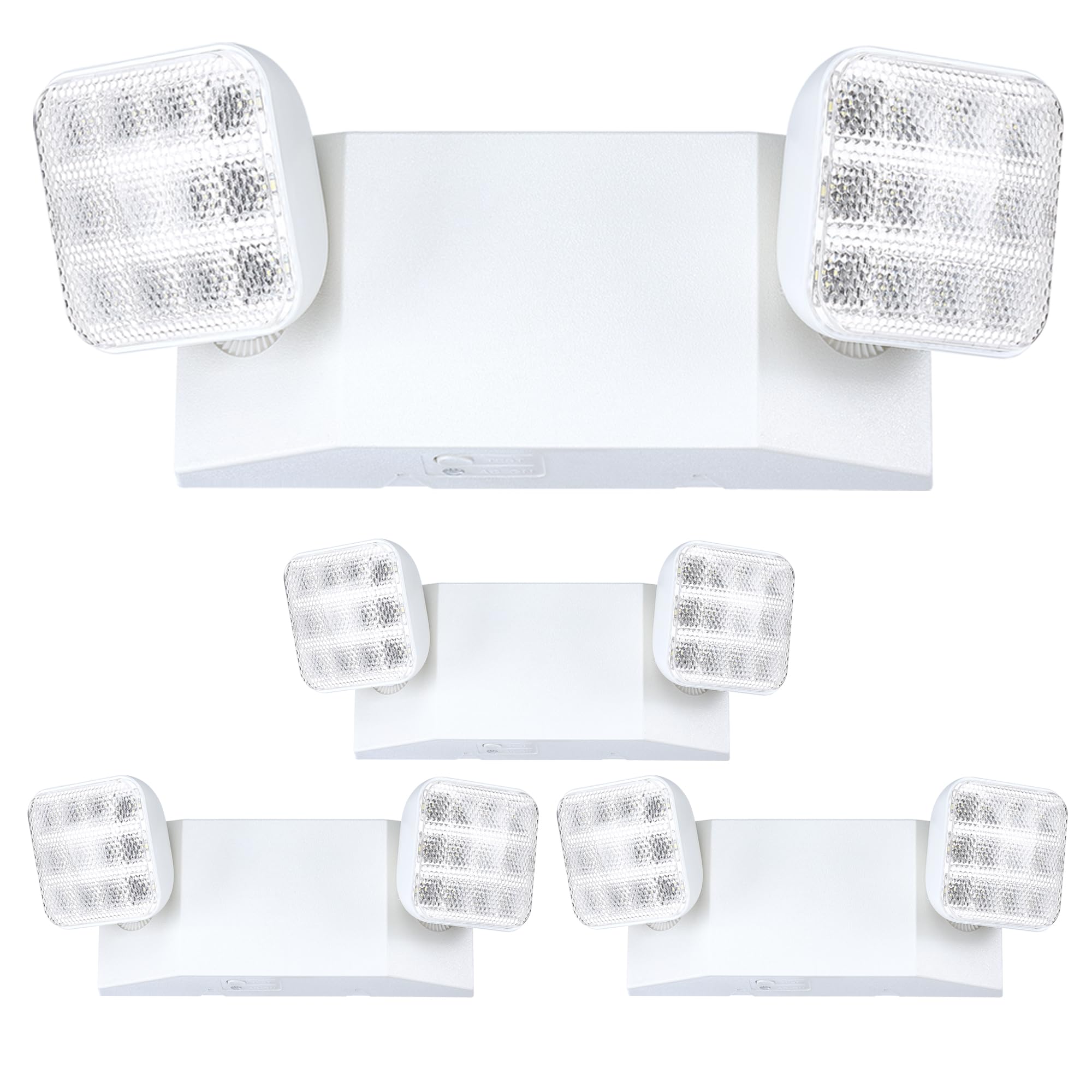 GRUENLICH LED Emergency Light, Exit Lighting Fixtures with Two LED Heads and Back-Up Batteries, UL 924 Qualified, 120/277 Voltage, 4-Pack