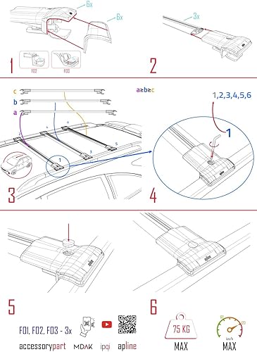 Miniatura 8 de Compatible con SsangYong Tivoli XLV 2016-2024 Barra transversal modelo Fly Roof Rack Barra transversal 3 barras gris