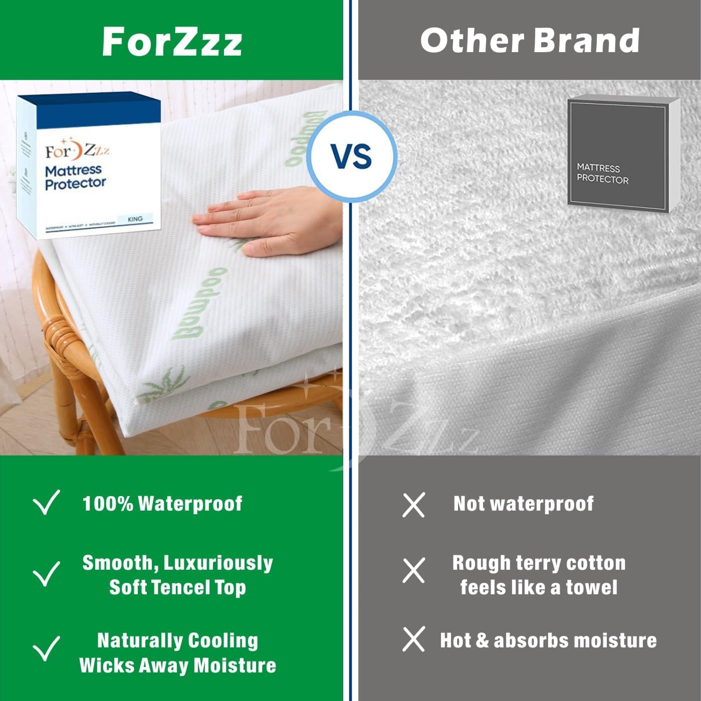 Premium 100% Waterproof Cooling Mattress Protector/Hotel Soft Mattress Pad Cover King Size/3D Air Fabric Cooling Bed Pad Cover，Deep Fitted 6-18 Inch (Whit,King Size)