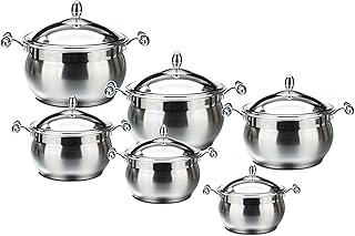 SQ Professional Lustro Imperiale Stainless Steel Casserole Pot Sets 6pc Kitchen cookware Set with Lids Dishwasher & Oven Safe Cooking pots Set (16-26cm)