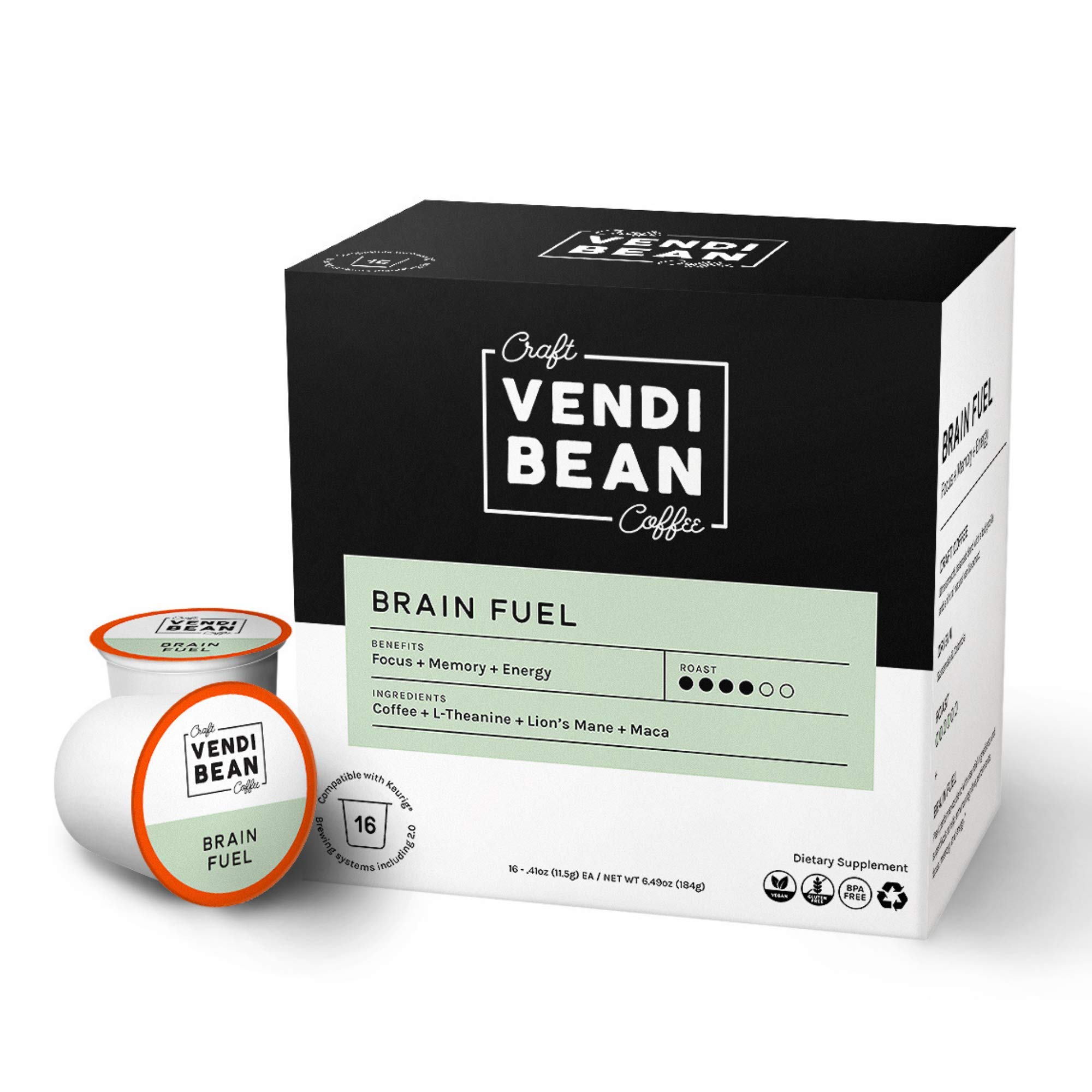 Buy VendiBean Brain Boosting Single Serve Coffee Pods. Helps Clear