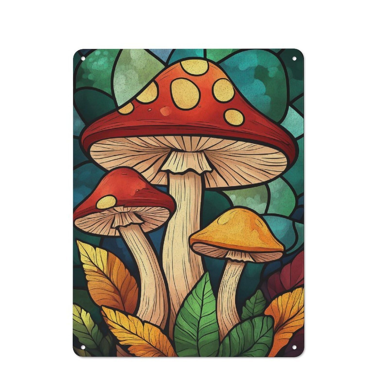 Casual Mushrooms in Forest Shed Metal Sign 40x30cm, Utility Space Decor for Shed, Garden Room, Porch Or Garage