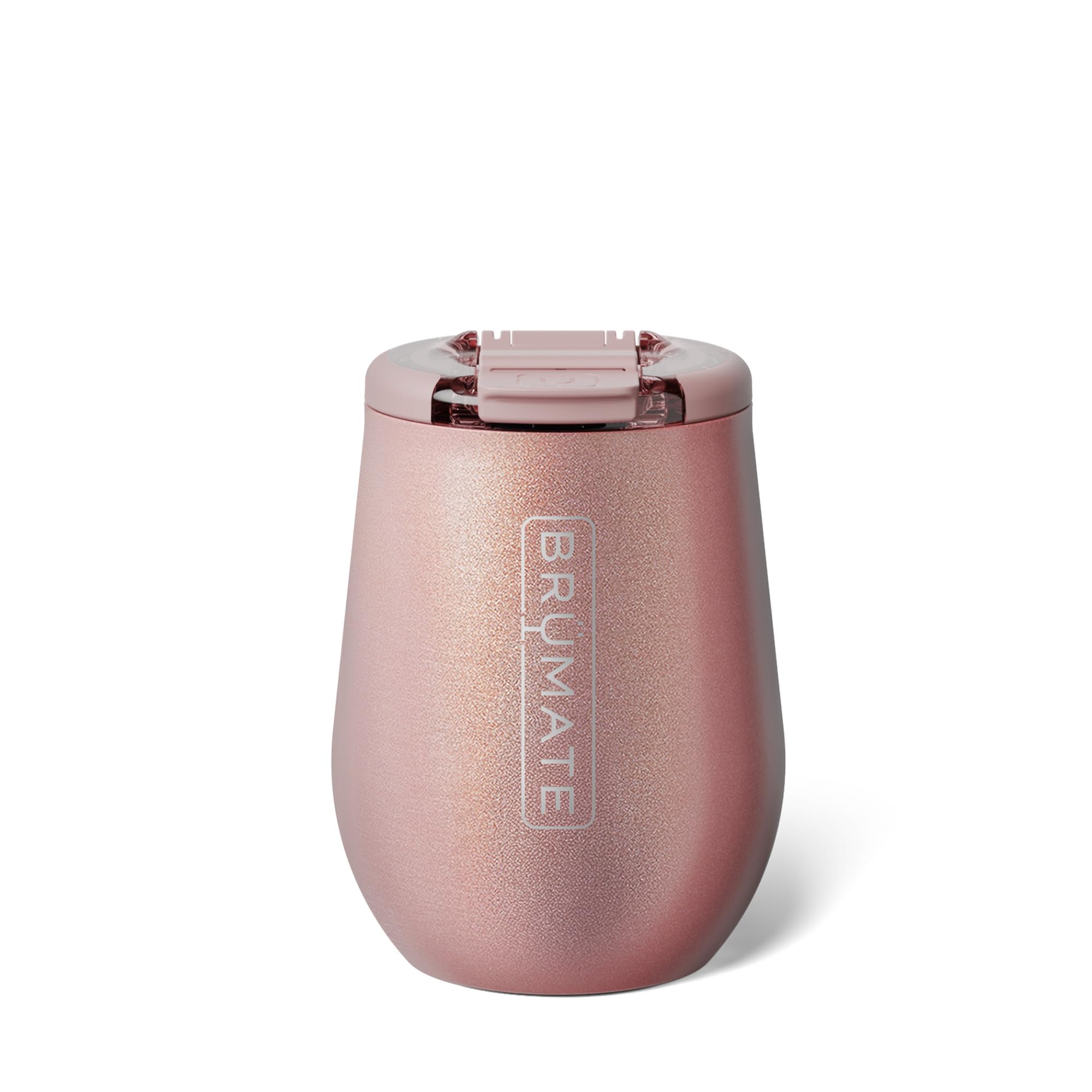 BrüMate Uncork'd 14oz Insulated Wine Tumbler, Glitter Rose Gold | 100% Leakproof, Locking Lid, Insulated Stainless Steel, Travel & Outdoors, Glass-Free Zone Friendly, 4+ Hours Cold