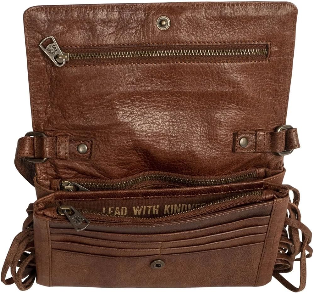 STS Ranchwear Womens Indie Harper Walnut Buffalo Leather Crossbody Bag - Image 5