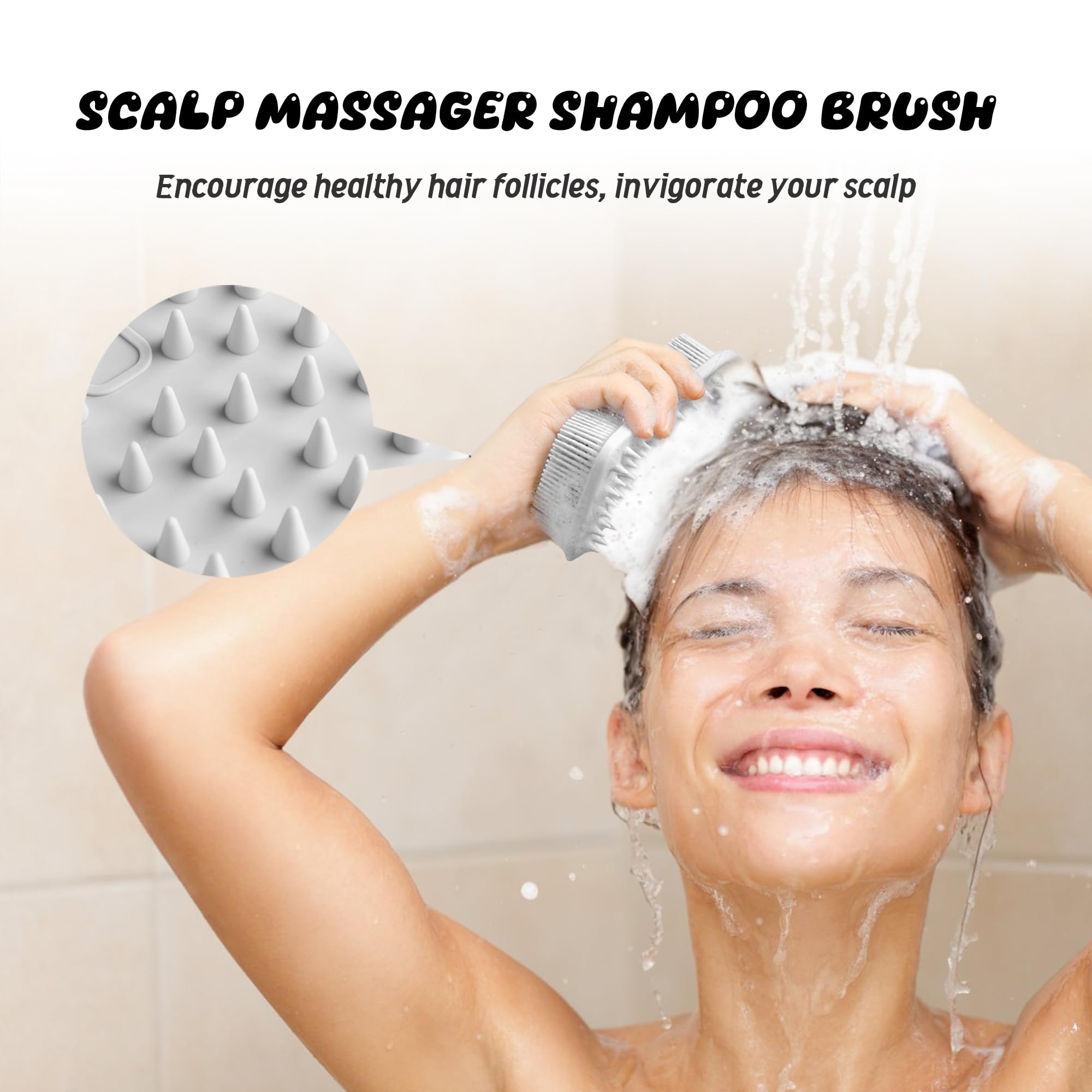 YEADMAL Dual-use Silicone Body Scrubber with Scalp Massage Shampoo Brush Exfoliating Bath Body Brush Gentle Silicone Shower Scrubber - Image 3