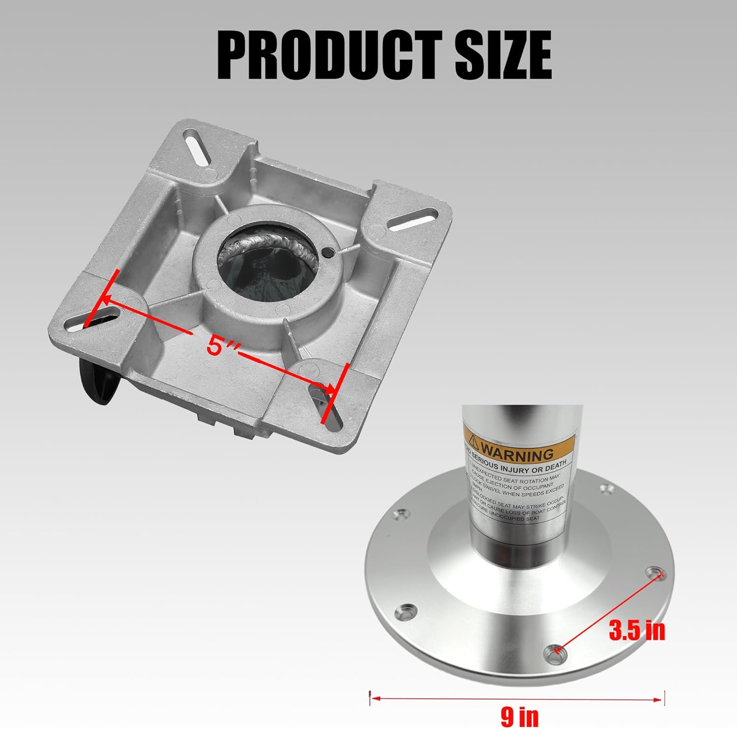 Boat accessories New Aluminum Adjustable Boat Seat Pedestal Smooth 360° Rotation,Height Adjustable from 13" to 19", High Durability, Suitable for Most Vessel Seat(Silver Pesestal)