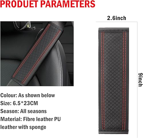 Miniatura 8 de 2 almohadillas para cinturón de seguridad, protector de cinturón de seguridad de fibra de carbono, fundas de cuero suave y transpirable, cojín