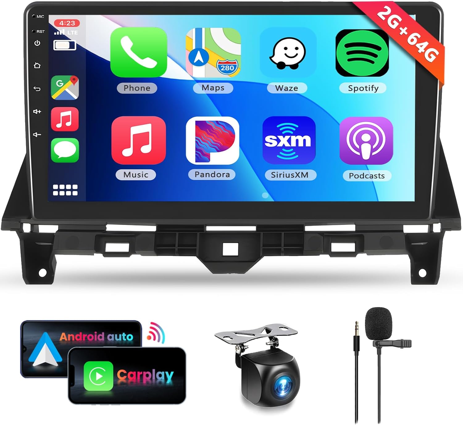 2G+64G Car Stereo Radio for Honda Accord 8th 2008-2013 with Wireless Carplay Android Auto, 10.1 inch Touch Screen Head Unit, Android 13/HiFi Audio/GPS Navi/WiFi/Bluetooth/SWC/HD Backup Camera