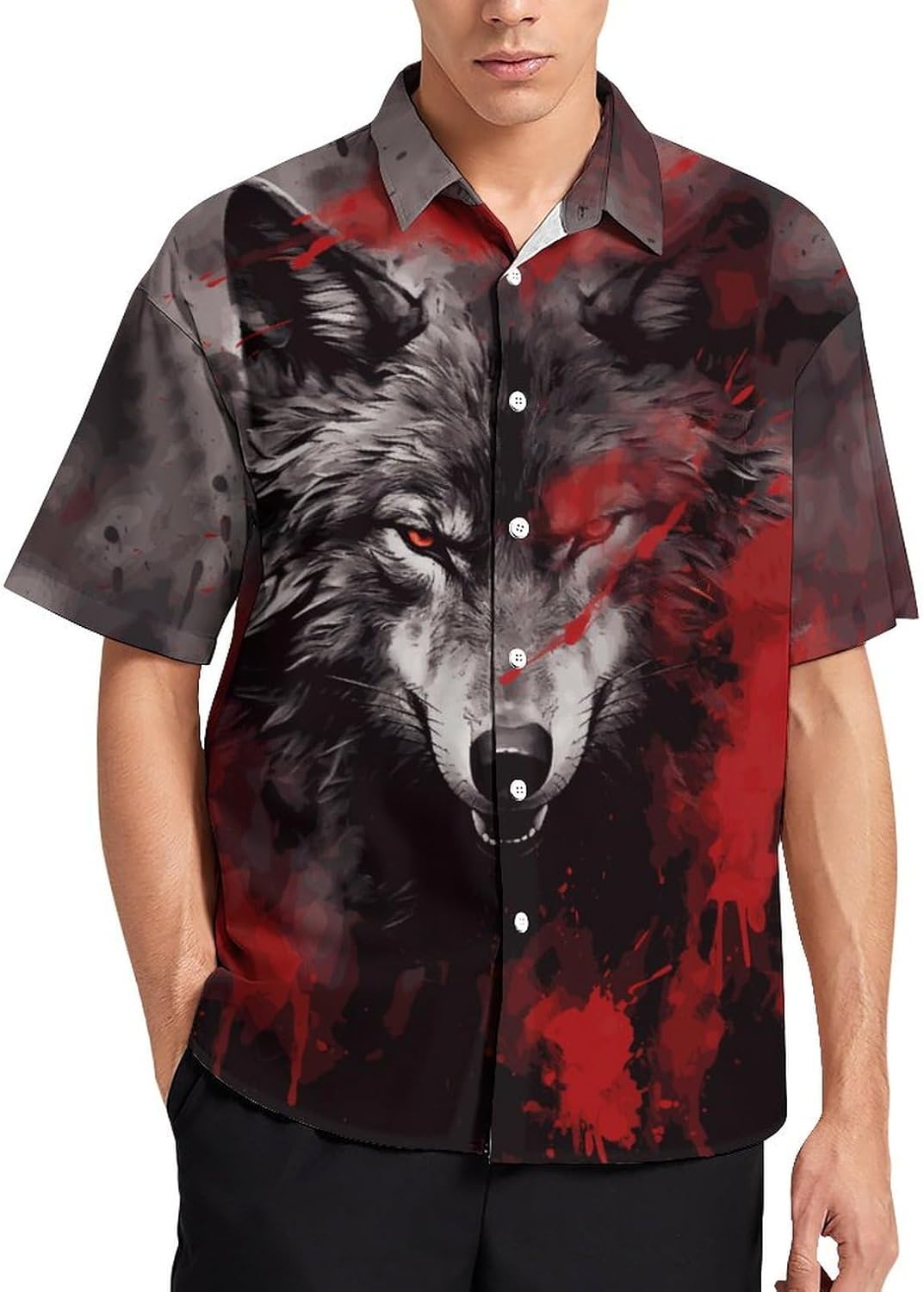 Button Down Shirt for Men Casual Skull Print Hawaiian Shirts Beach Short Sleeve - Image 2