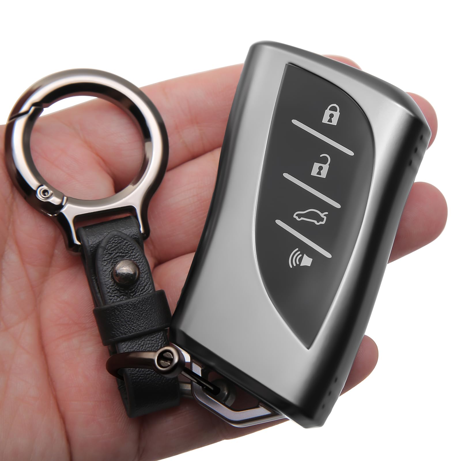 LIANGYM for Lexus Key Fob Cover Full Protection Car Keys Case with Leather Chain Fit for 2018-2024 ES350 RX350h LC500h LS500h 2019-2024 UX200 UX250h ES250 ES300h 2020-2023 GX460 NX350 NX450