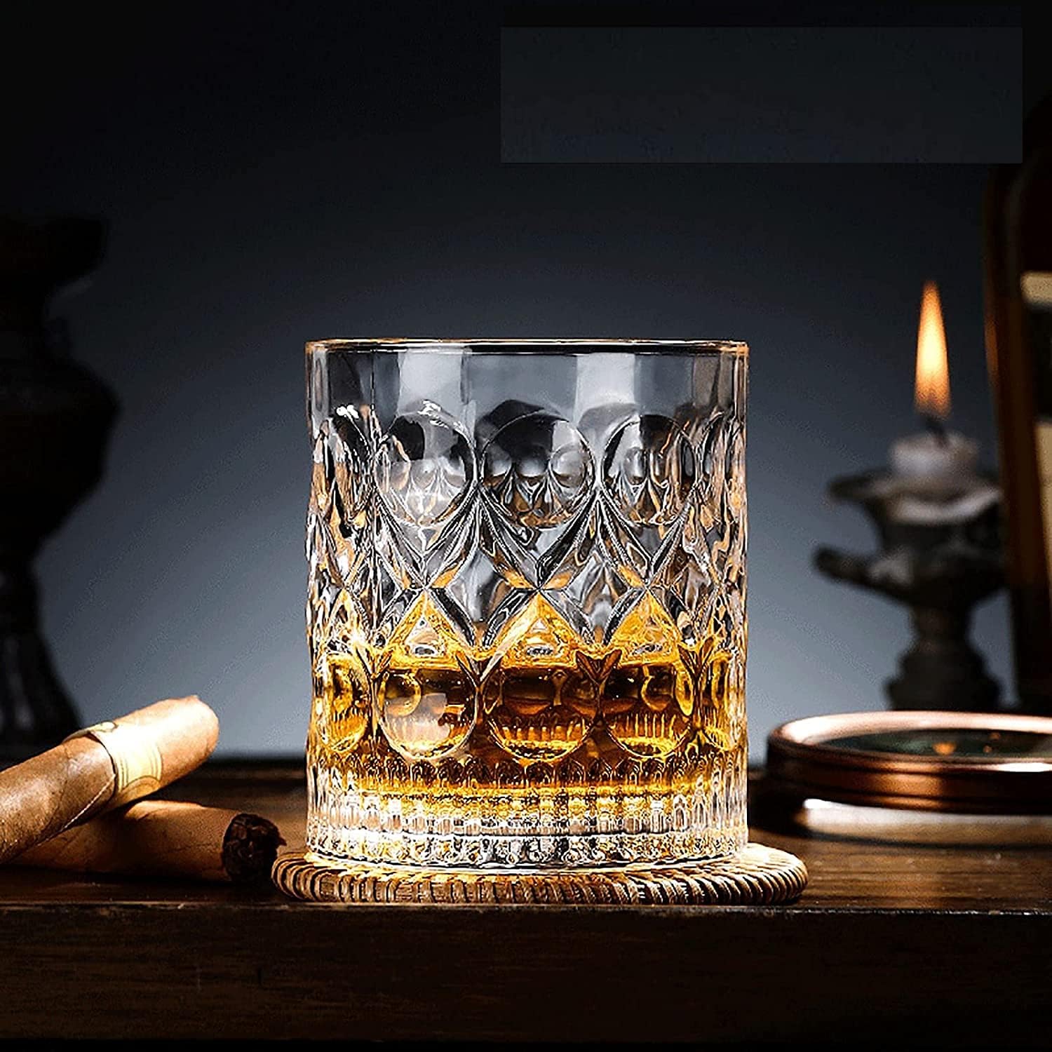 - Premium Whiskey Glass | Clear Crystal | 300 ML | Set of 4 (Green Whiskey)