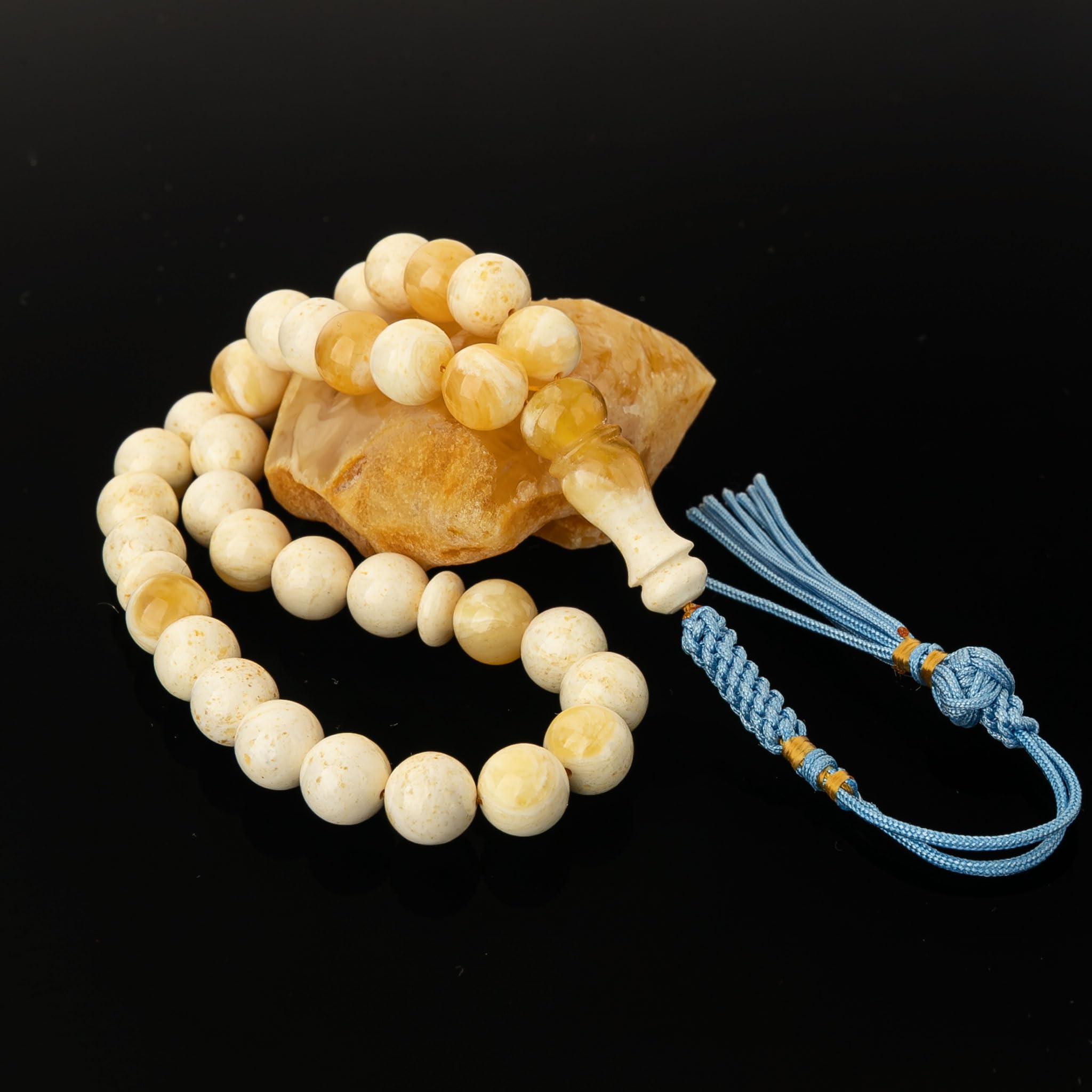 Tasbih 33 koraliki | Naturalny bursztyn bałtycki | Mleczny bursztyn | Ręcznie wykonany różaniec muzułmański | Misbaha