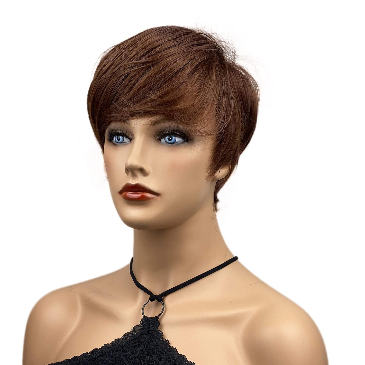 Wiginway Short Brown Synthetic Hair Heat Resistant Wigs for Women Daily