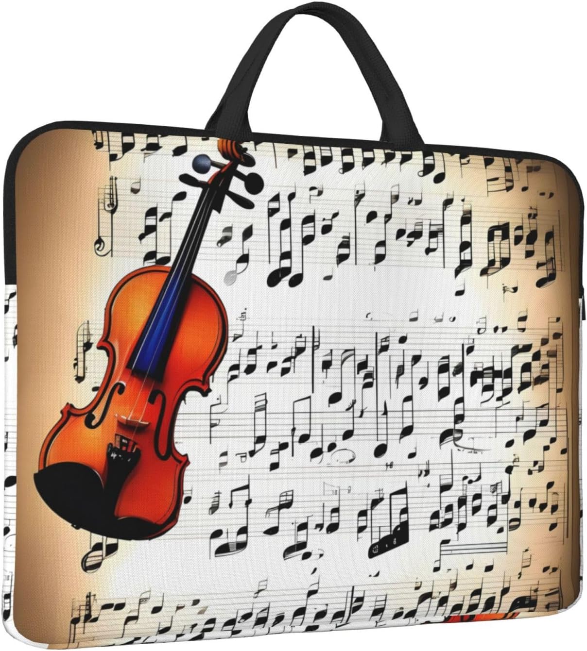Violin Sheet Music Print Resistant Notebook Computer Pocket Case,Carrying Bag Compatible to 14Inches Laptop image 2