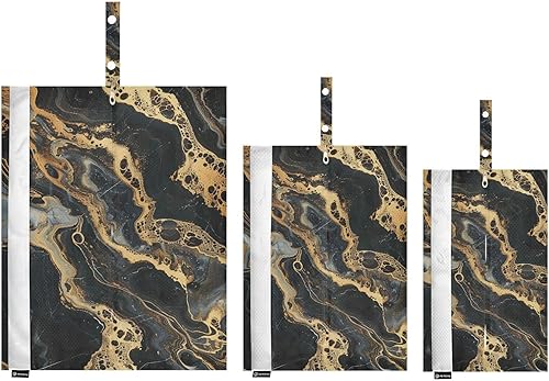Miniatura 8 de Black Gold Marble Seamless Figure 3 Set Packing Travel Bags Waterproof Closet Organizer Storage Organizers For Travel Organizers And Storage