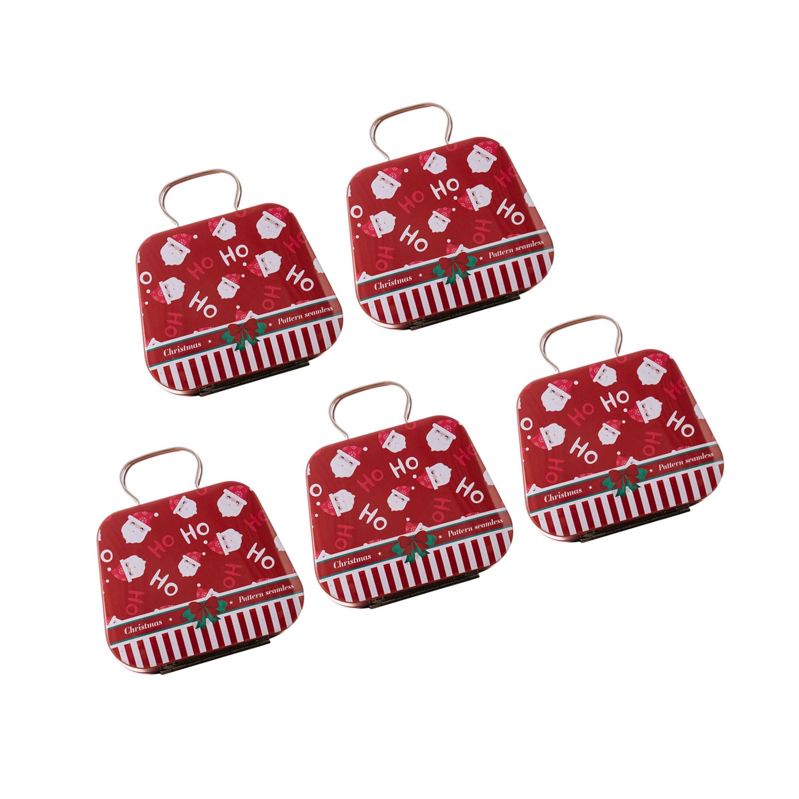 Buxuaaaa Of 5 Holiday Iron Candy Tins Festival Iron Candy Storage Case for Christmas Celebration and Gifting Metal Treat Containers