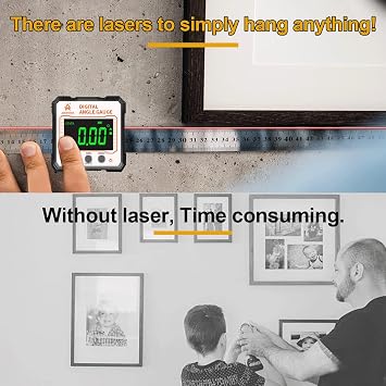 Digital Angle Finder with Electronic Laser,3-in-1 Angle Finder-Electronic Level&Laser Level-Rechargable Digital Angle Gauge Magnetic,Digital Level Box/Protractor for Table&Miter Saw with Fabric Bag