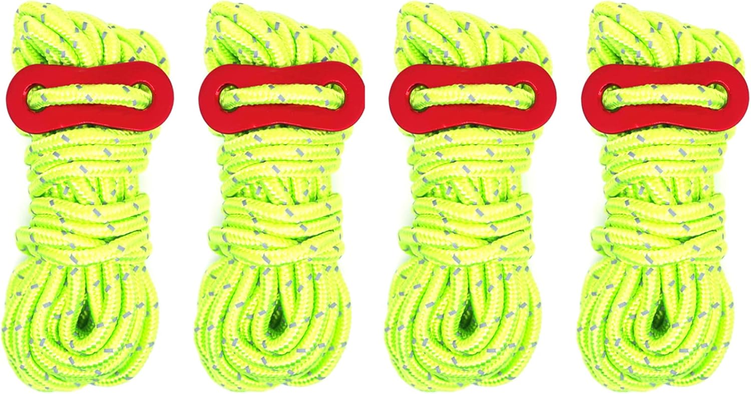 LIDA ORO Guy Lines Tent Cords,4mm Lightweight Camping Ropes with Aluminum Guylines