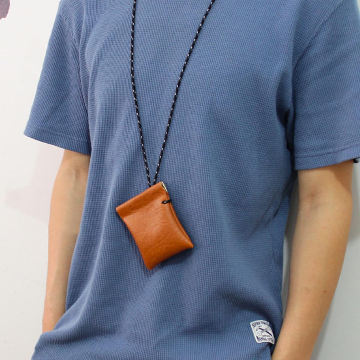 2pcs Neck Hanging Coin Purse Lightweight Multi-purpose Earphone Bag Portable Card Holder Chic Change Organizer for Travel with Kraft Paper Texture