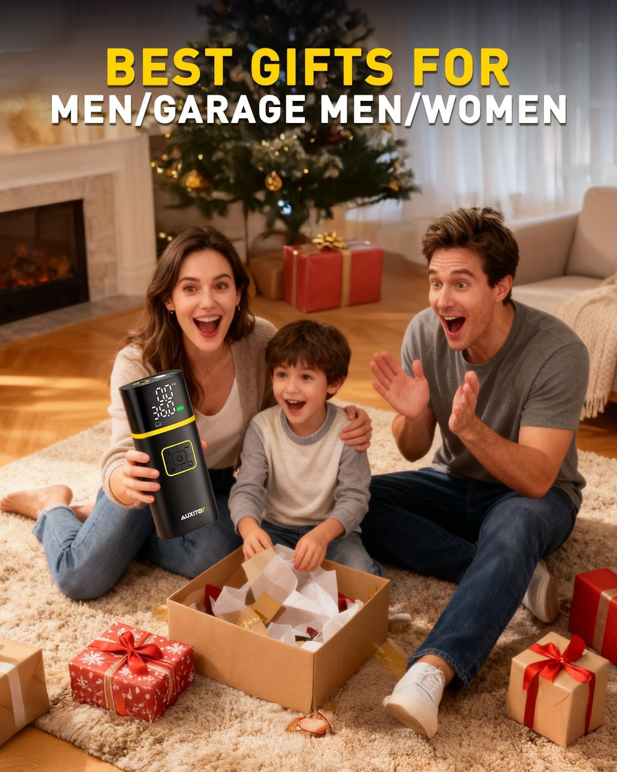 AUXITO AS1 Tire Inflator Portable Air Compressor - 150PSI Bike Pump 1Min Fast Inflate with Tire Pressure Gauge, LED Light & Car Accessories, Car Air Pump for Auto, Moto, Bike, Ball, Car Gifts for Men - Image 9