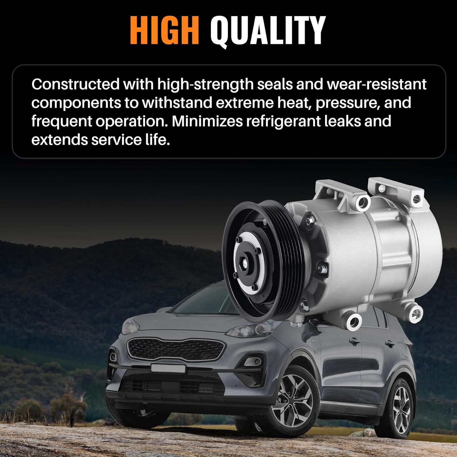 Air Conditioner AC Compressor with Clutch Compatible with Kia Sportage 2.4L 2.0L 2017-2019 Hyundai Tucson 2.4L 2.0L 2018 Replace CO11529C 168394 97701D9001 97701D9001DR 97701D9001AS1