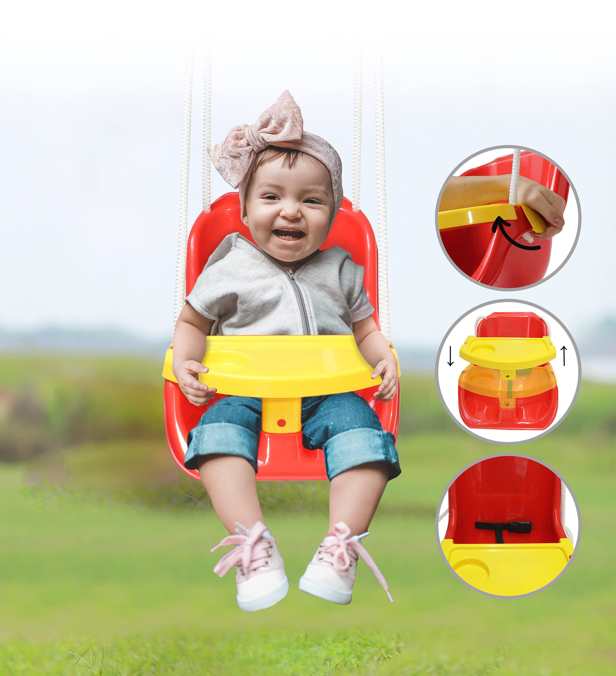 2in1 Baby-Schaukel Comfort Swing Ab 10 Monate – Robust, Kippsicher, Mit Tisch & Getränkehalter, Für Innen Und Draußen