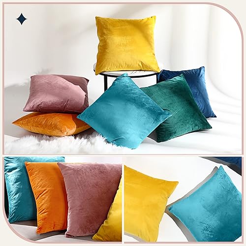 Miniatura 5 de Paquete de 6 fundas de almohada decorativas de terciopelo, fundas de almohada cuadradas y suaves, fundas de cojín para sofá, cama, automóvil,