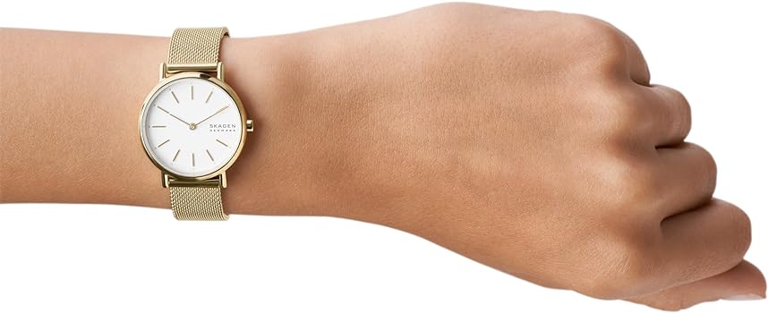 Amazon.com: Skagen Women's Signatur Lille Two-Hand Gold Stainless