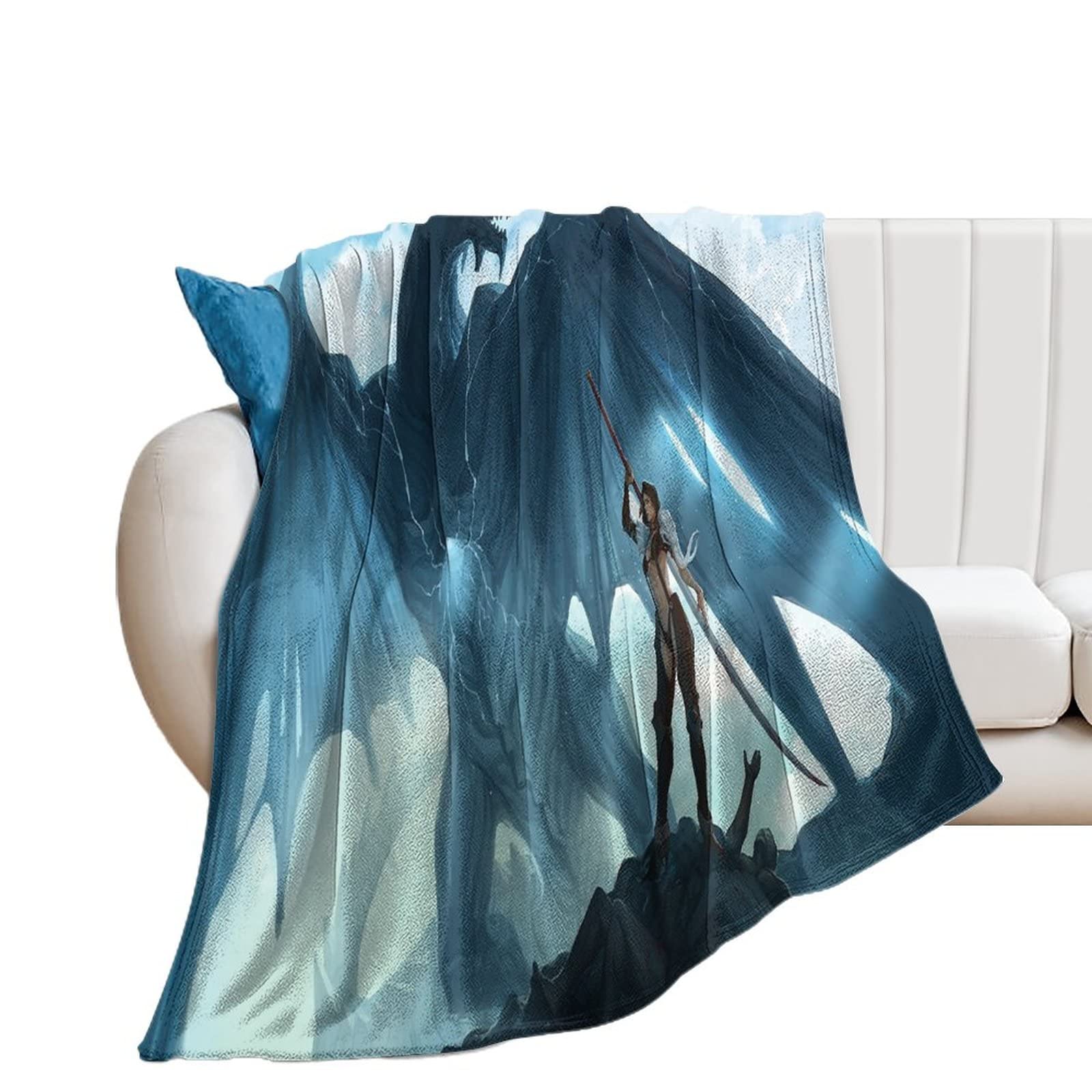 Couverture Polaire Dragon de luxe, plaid moelleux lit et canapé