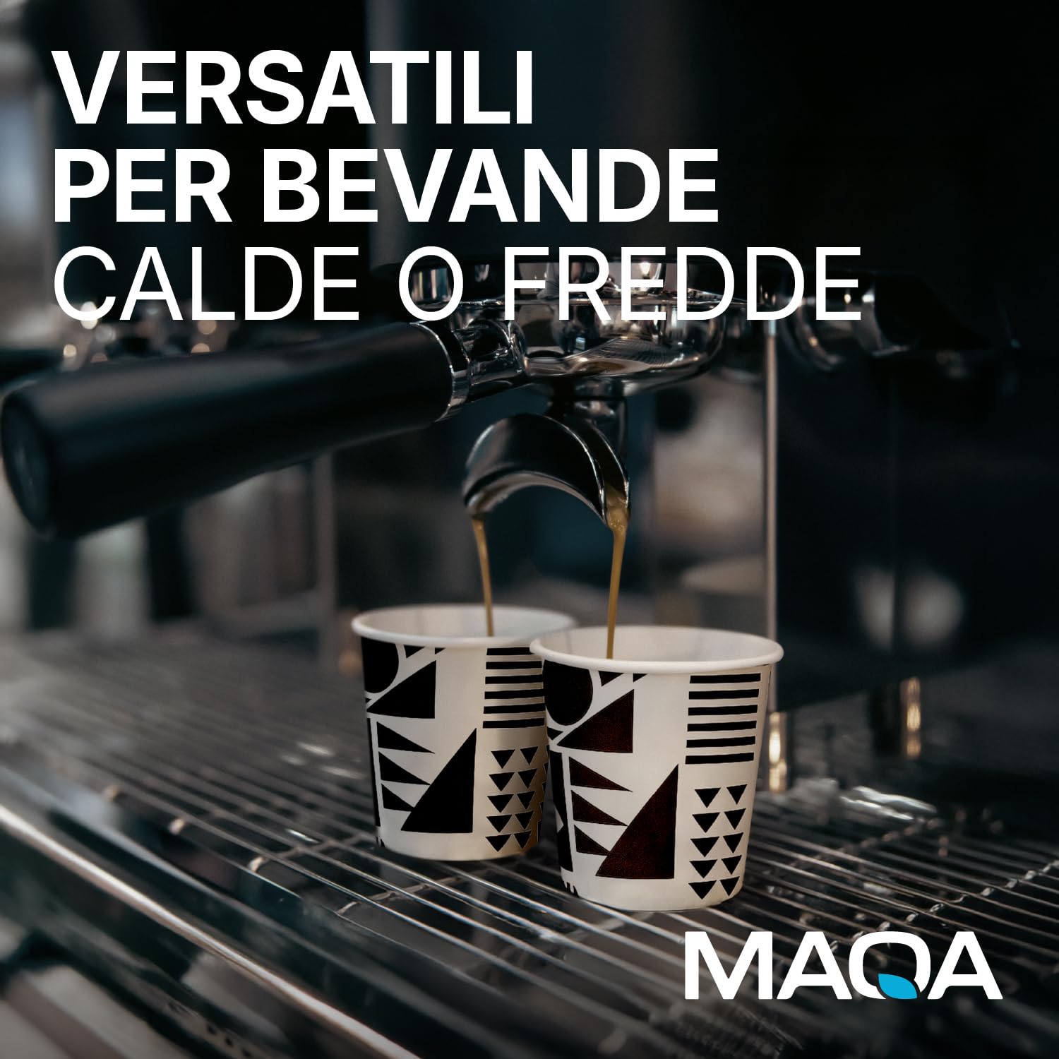 MAQA - 2000 Bicchierini Caffè Carta, 120ml COMPOSTABILI PER ESPRESSI MACCHIATI - Bicchieri Caffe Monouso Ecologici, Resistenti al Calore, Riciclabili, Ideali per Espresso, Casa, Eventi e Ufficio