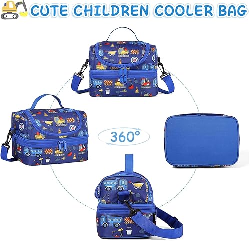 Vista 32 de Kasqo Lonchera para niñas, hielera aislada con compartimentos dobles, unicornio morado claro