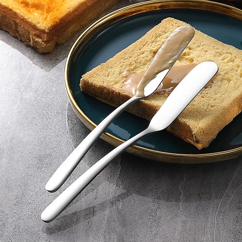 Miniatura 7 de Wenkoni Cuchillo de mantequilla, SUS 304 de acero inoxidable de 6.8 pulgadas, mantequilla, queso, cuchillo esparcidor de desayuno, 5 unidades