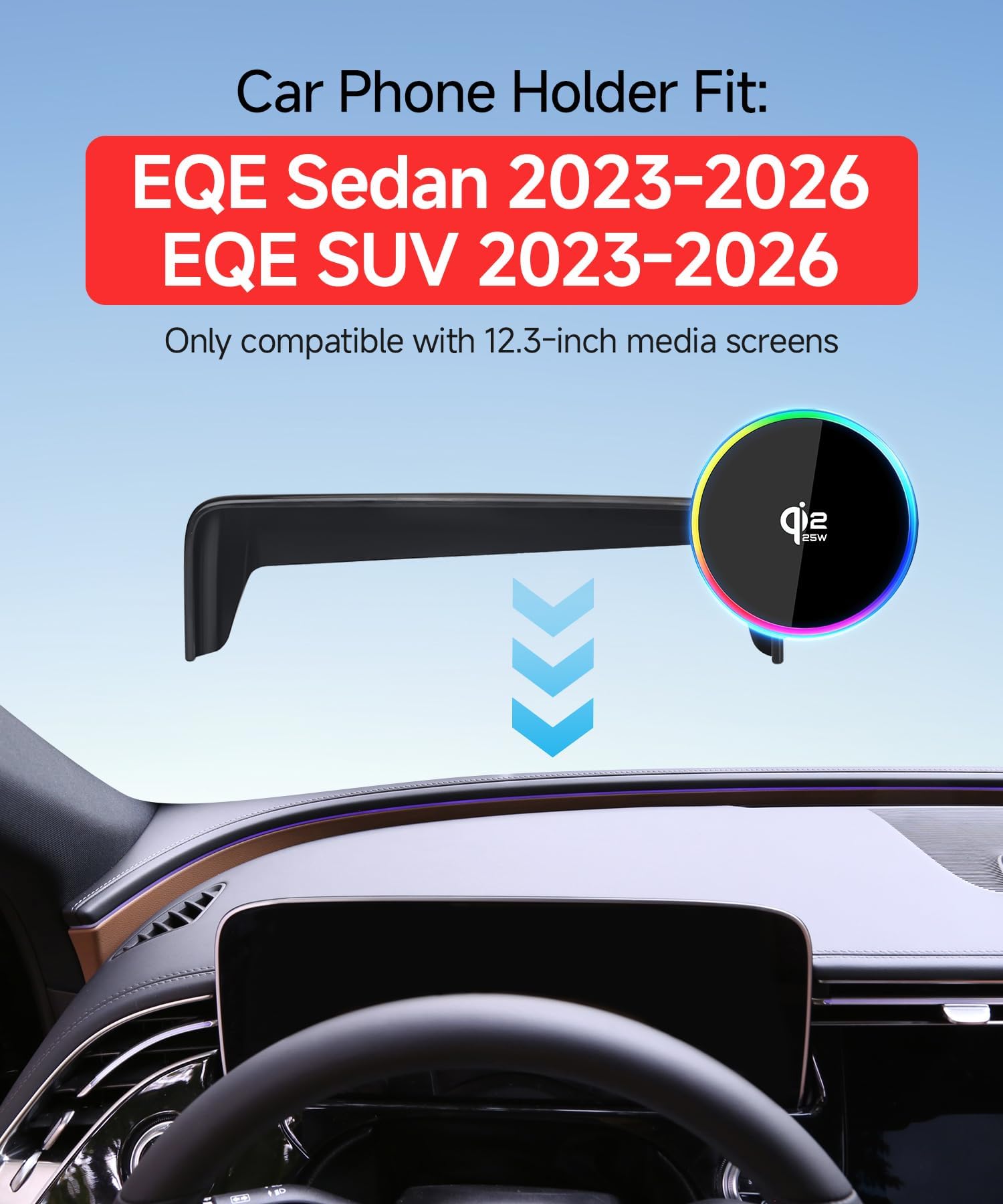 Support de téléphone de voiture Qi2.2 25 W sans fil pour Mercedes-Benz EQE