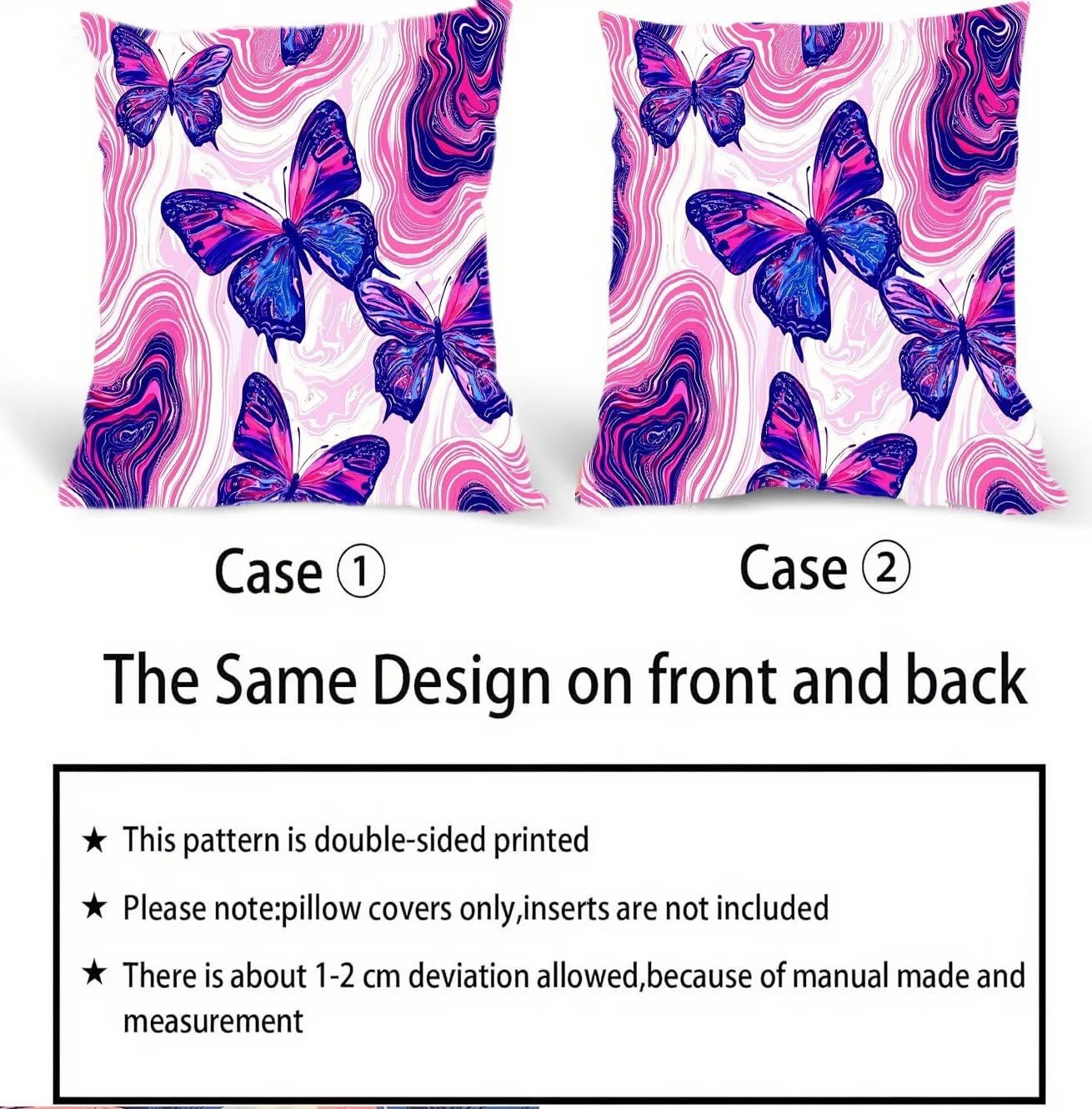 Lot de 4 Housses de Coussin Canapé 60x60cm Décoratives Double Face Taie d'oreiller en Velours Violet Coussin Carré Papillon 1 Taie d'oreiller pour Chambre, Bureau, Salon Canapé Voiture Ferme F0P-623