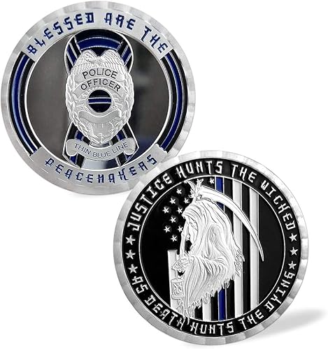 Moneda de desafío de aplicación de la ley delgada línea azul oficial de policía moneda militar