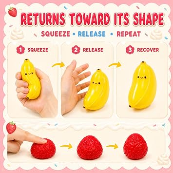 6Pcs Taba Squishy Toys Set, Cute Food Fufu Squeeze Toys for Adults