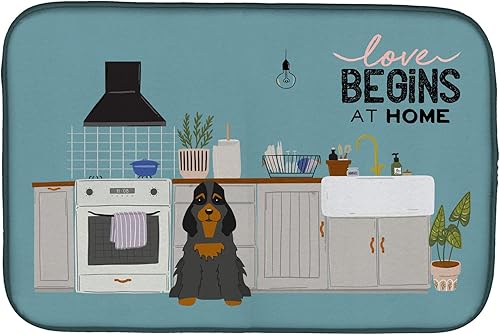 Miniatura 312 de Caroline's Treasures CK7824DDM - Tapete absorbente para secado de platos con diseño de bulldog inglés, rojo y blanco, para encimera de cocina, 14 x