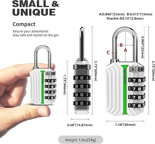 Miniatura 2 de Cerradura de combinación para casillero, cerradura de gimnasio con código, candado de combinación pequeña para equipaje, candado combinado para