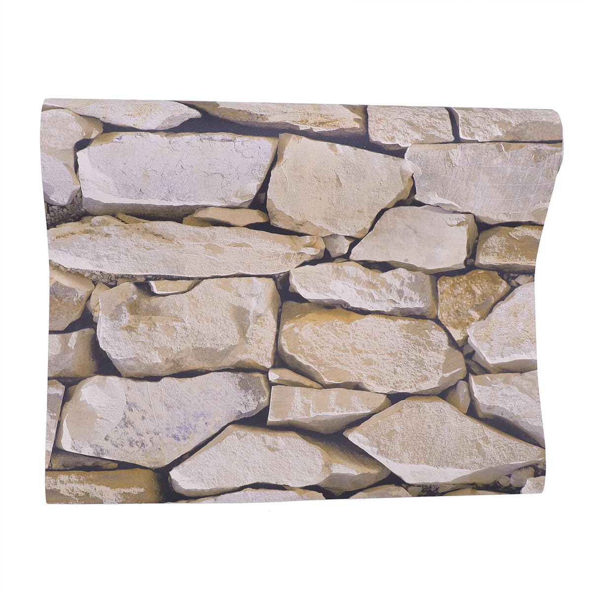Papier peint 3D brique vintage sable brun Operitacx pour décoration murale de salon